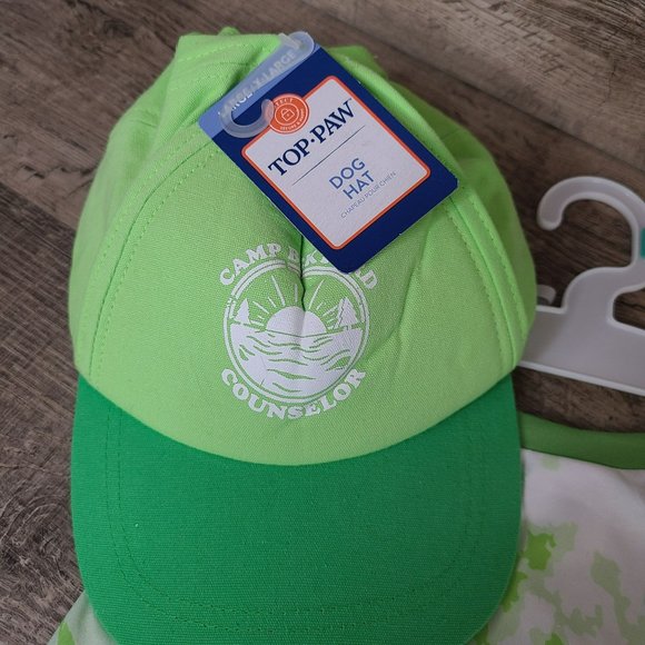 Top Paw Pet Dog Graphic T Shirt (size LG) & Hat (size L-XL) Set Green Tie Dye Te - Picture 3 of 8